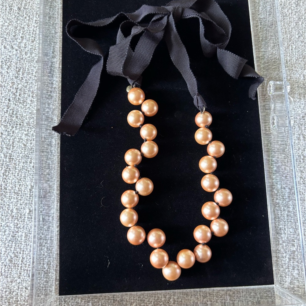 J Crew Lustrous Pearls Necklace with Ribbon Tie